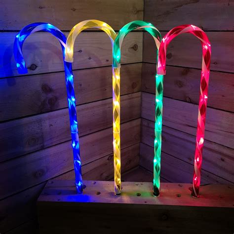 4 Pack Premier Outdoor Multicoloured Christmas Candy Cane Led Path Lights