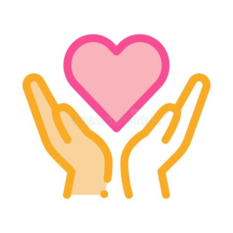 Hands Hold Heart Icon Vector Outline Illustration Stock Vector