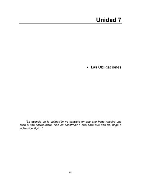 Obligaciones Juridicas Unidad 7 Las Obligaciones La Esencia De La