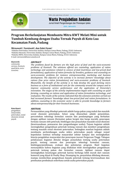 Pdf Program Berkelanjutan Membantu Mitra Kwt Melati Mini Untuk Tumbuh