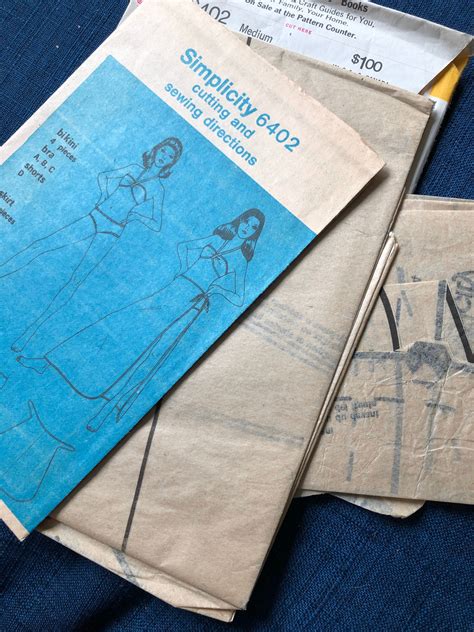 Vintage Sewing Pattern Swim Suit 1974 Bikini Simplicity 6402 Two Piece Swim Suit Cover Up