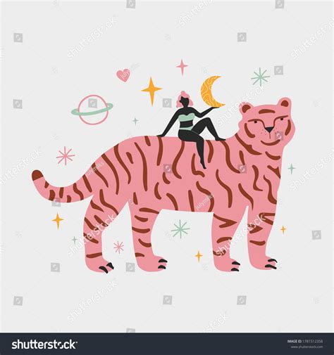 Vector Illustration Young Pink Hair Woman Stock Vector Royalty Free