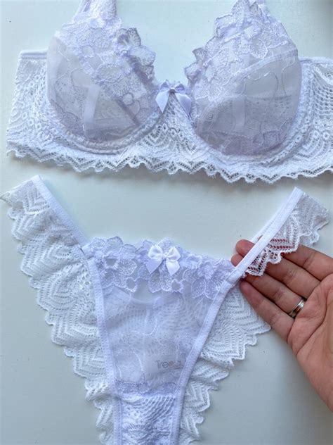 Conjunto Sem Bojo Aro Rendado Detalhe Em Tule Branco Site Exclusivo De Lingerie