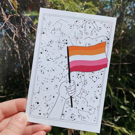 Lesbian Pride Flag A Print Art Print Gay Art Postcards Lesbian Pride Line Art Lesbian