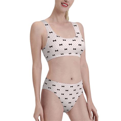 Noikeo Bow On Polka Dots Pattern Bikini Set For Women Two Piece Swimsuits Low Rise Bathing Suits