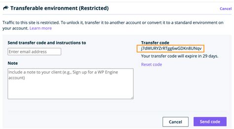 transferable sites  environments support center