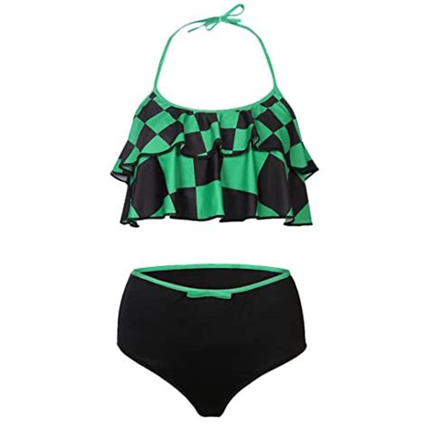 Womens Demon Slayer Swimsuit Kimetsu No Yaiba Cosplay Swimwear Tanjiro Nezuko Bikini Beach Anime