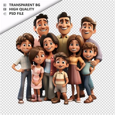 Familia Latina Fuerte Estilo De Dibujos Animados En D Fondo Blanco Iso Archivo Psd Premium