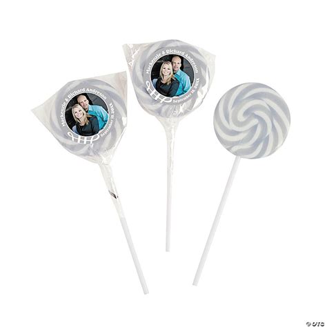 Silver Custom Photo Swirl Lollipops 24 Pc Oriental Trading