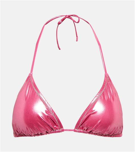 Love Lam Triangle Bikini Top In Pink Reina Olga Mytheresa