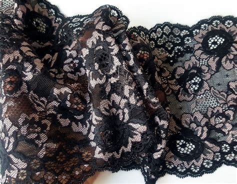 Lingerie Sewing Stretch Lace Trim Black Rose Elastic Lace Etsy