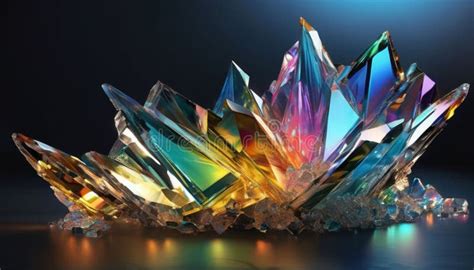 Abstraction Multi Colored Crystals On A Dark Background Stock