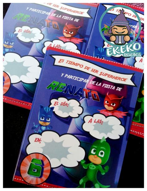 Invitación Pj Mask Ekeko Diseños