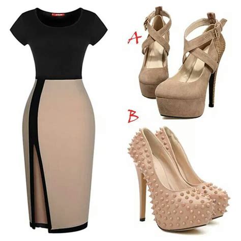Two Tone Dress Nude Shoes Fashion Hi Fashion Fashion Outfits