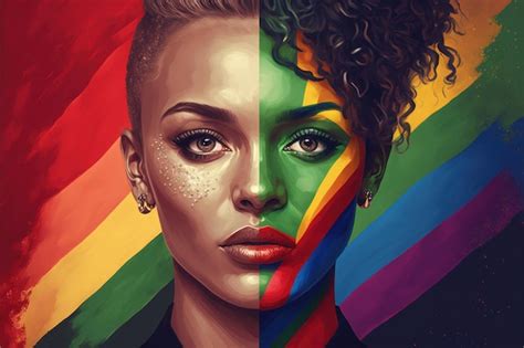 Premium Photo Proud Black Lesbian Woman Portrait Beautiful Colorful Picture Conception Of