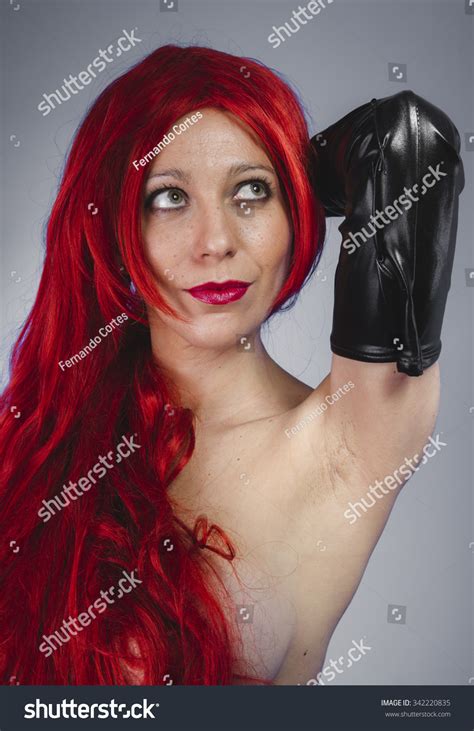 Haired Naked Woman Long Black Latex Stock Photo Shutterstock