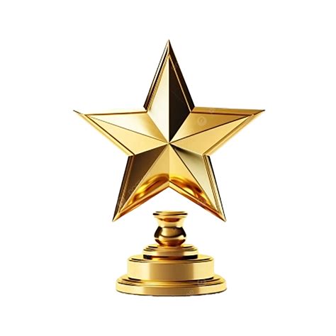 Golden Star Award Trophy 3d Rendering White Background 3d Trophy