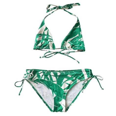 Victorias Secret Swim Victorias Secret Floral Triangle Bikini Piece Swimsuit Green White S