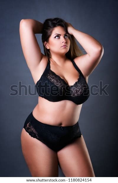 Plus Size Sexy Model Black Lingerie Stock Photo 1180824154 Shutterstock