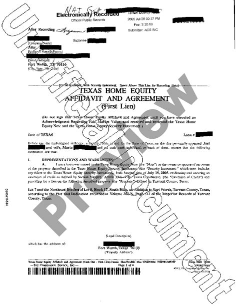 Austin Texas Home Equity Affidavit And Agreement Us Legal Forms