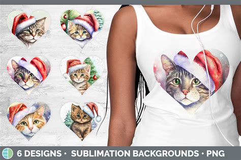 Christmas Cat Hearts Clipart Sublimati Graphic By Enliven Designs