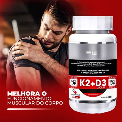 Melhor Vitamina D3 E K2 - Melhor Vitamina K2 com D3 Turbo Black Fortalece Ossos Coração 60 ...