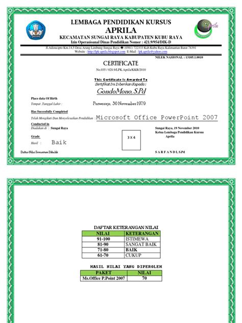 Detail Contoh Sertifikat Komputer Koleksi Nomer