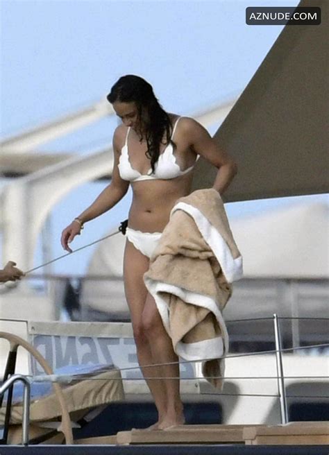 Michelle Rodriguez Shows Off Her Bikini Body With Model Jordan Barrett On A Yacht In Sardinia