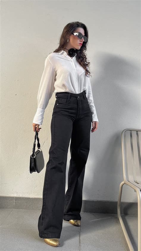 Calça Wide Leg Jeans Preta