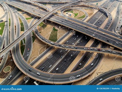 Dubai Aerial View Of Highway Stock Image Image Of Life Land 136785299