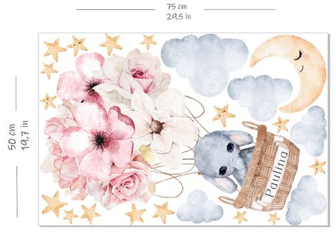 Hot Air Balloon Wall Decal Personalized Name Watercolor Etsy