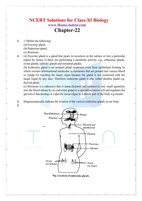 Ncert Solutions For Class Biology Chapter Chemical Coordination