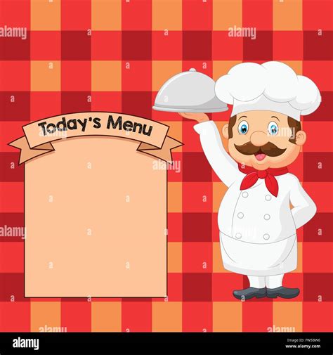 Cartoon Chef Holding A Silver Platter Stock Vector Image And Art Alamy