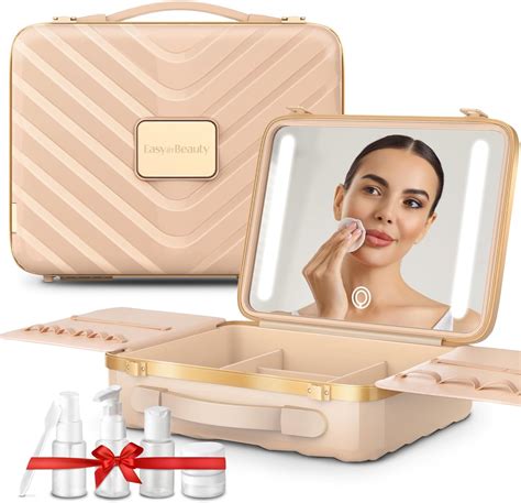 Easyinbeauty Travel Makeup Case With Lighted Mirror