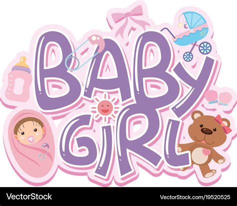 Font design for words baby girl Royalty Free Vector Image