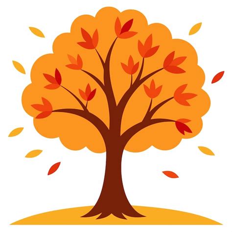 Premium Vector Autumnal Tree Featuring Orange Trees