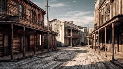 Street In An Old Western Town Background, 3d Illustration Rendering Of ...