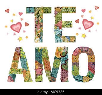 Te Amo Te Amo Texto Espa Ol Vector Caligraf A Rotulaci N Para Tarjetas