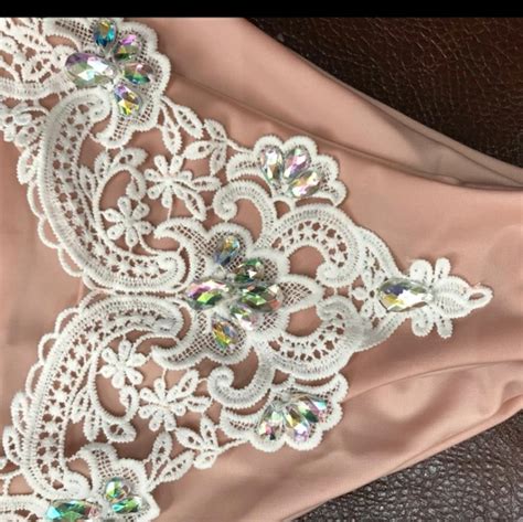Swim Now In Stock Blush Rhinestone Lace Applique Bikini Poshmark