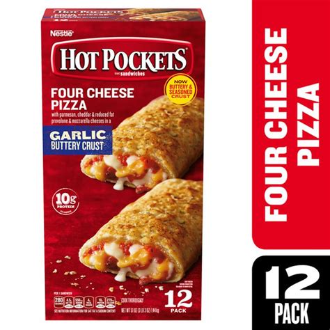 Hot Pockets Four Cheese Pizza Garlic Buttery Crust Frozen Snacks Ct