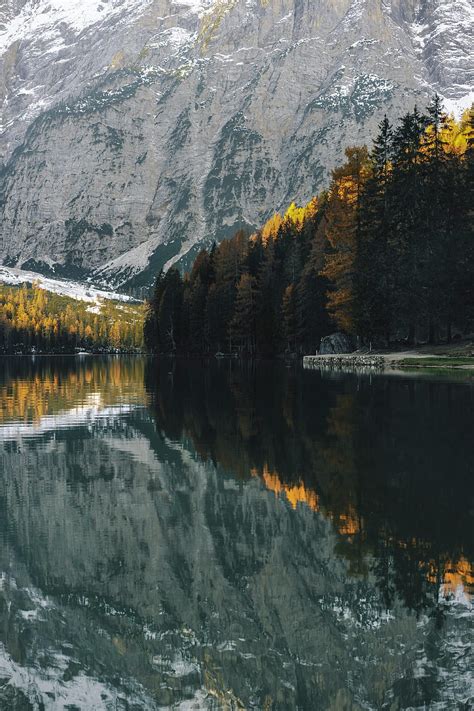 Nature Water Trees Mountain Lake Reflection Hd Phone Wallpaper