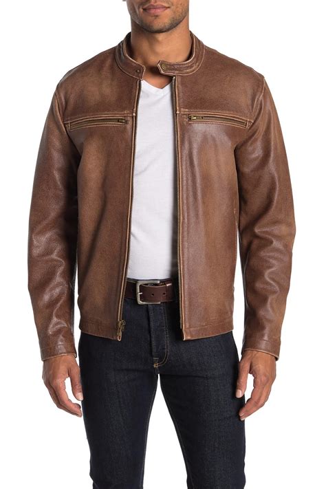 Cafe Leather Jacket Mens Cafe Racer Retro Motorcycle Leather Jacket