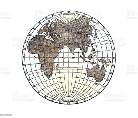 Map Of The Earth With Meridian Lines Stock Illustration - Download Image Now - Globe ...