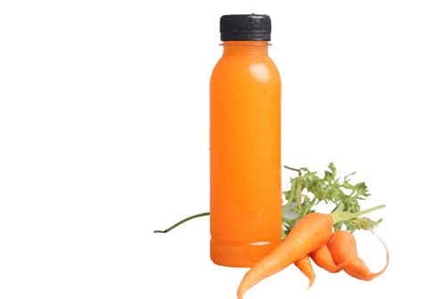 Carrot juice in a clear plastic bottle. Healthy drink. 15232624 Stock
