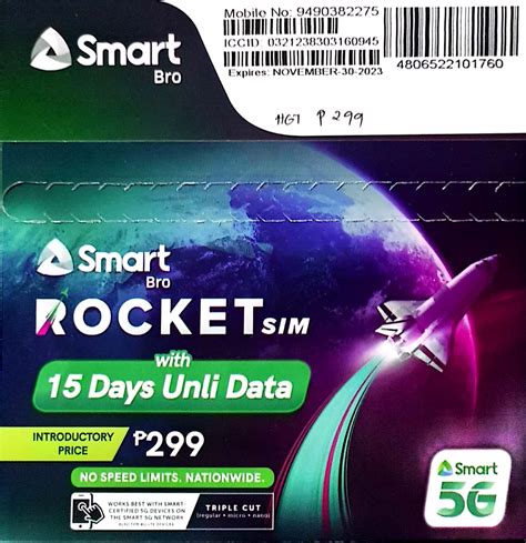 Smart Bro Rocket SIM Card 299 With 15 Day Unli Data 4G 5G No Speed