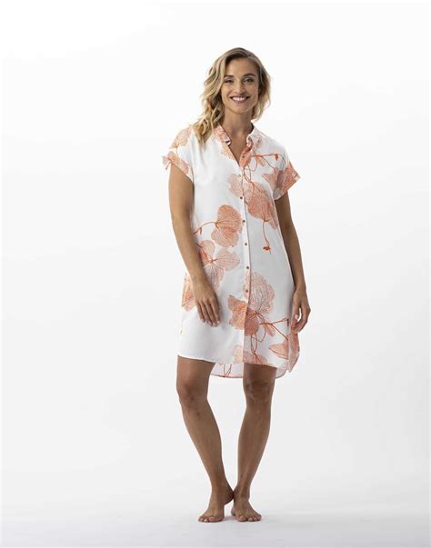 Liquette motif végétal en 100 viscose GINKGO 705 mandarine Lingerie le Chat