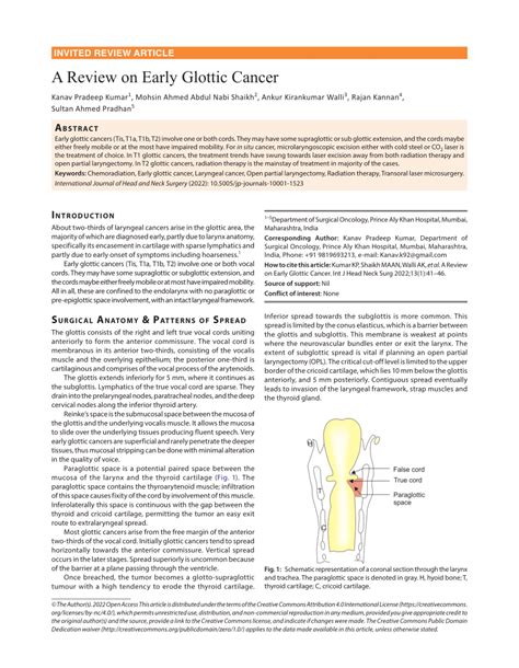 (PDF) A Review on Early Glottic Cancer