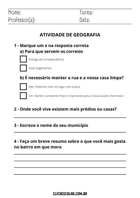 Atividades De Geografia Para O 1o Ano Do Ensino Fundamental