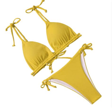 Strój kąpielowy bikini wiązany sexy ŻÓŁTY L Pan i Pani Gadżet Sport Sklep EMPIK