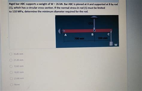 Solved Rigid Bar Abc Supports A Weight Of W Kn Bar Abc Chegg